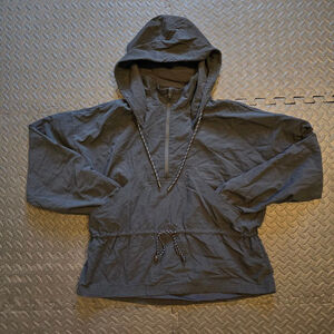Women's Calia Hooded Windbreaker Jacket L Black with White Drawstrings